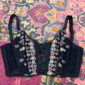 Victoria's Secret Black Embellished Crop Top